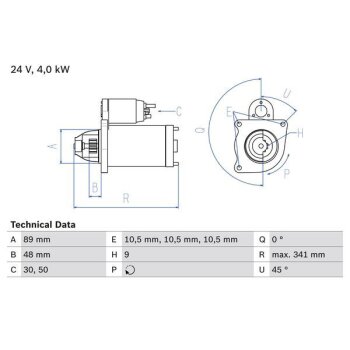 BOSCH Starter 0 986 011 280 - 0986011280 für 183868