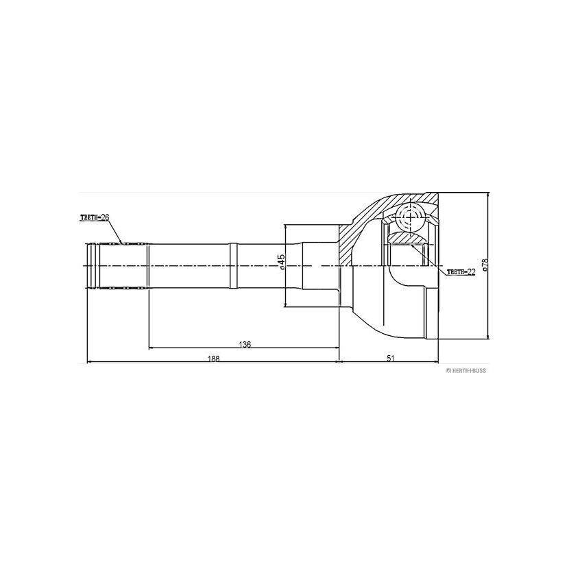 HERTH+BUSS JAKOPARTS Gelenksatz, Antriebswelle J2828008 für 44102A83300