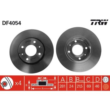 TRW Bremsscheibe DF4054 für M 818 027