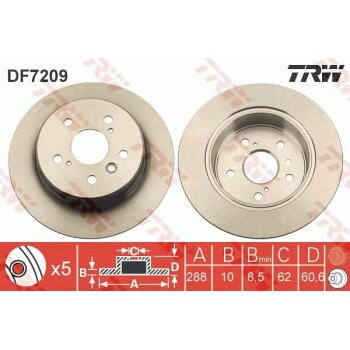 TRW Bremsscheibe DF7209 für 42431-33140