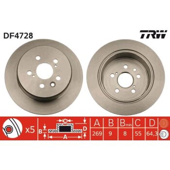 TRW Bremsscheibe DF4728 für 42431-20300