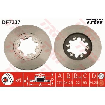 TRW Bremsscheibe DF7237 für 1497307