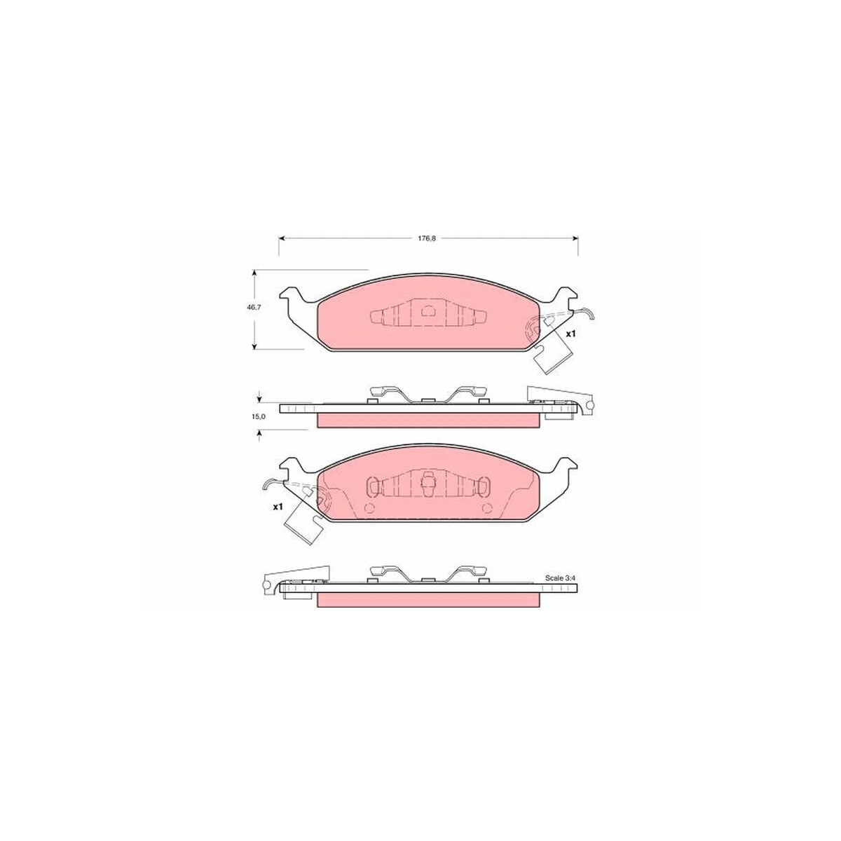 TRW Bremsbelagsatz, Scheibenbremse GDB4016 für 04897746AA