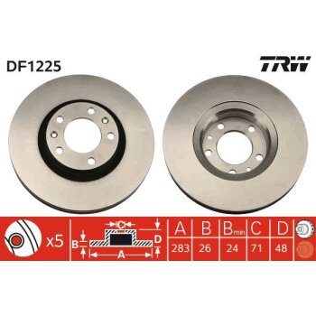 TRW Bremsscheibe DF1225 für 95 661 813