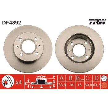 TRW Bremsscheibe DF4892 für 51712-02551