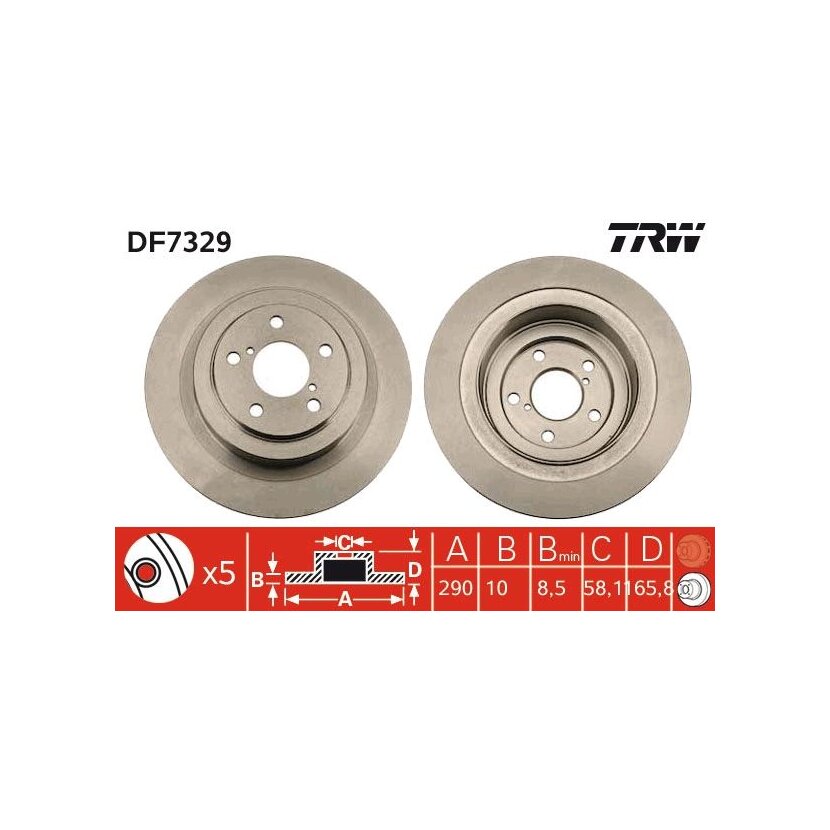 TRW Bremsscheibe DF7329 für 26700AE062
