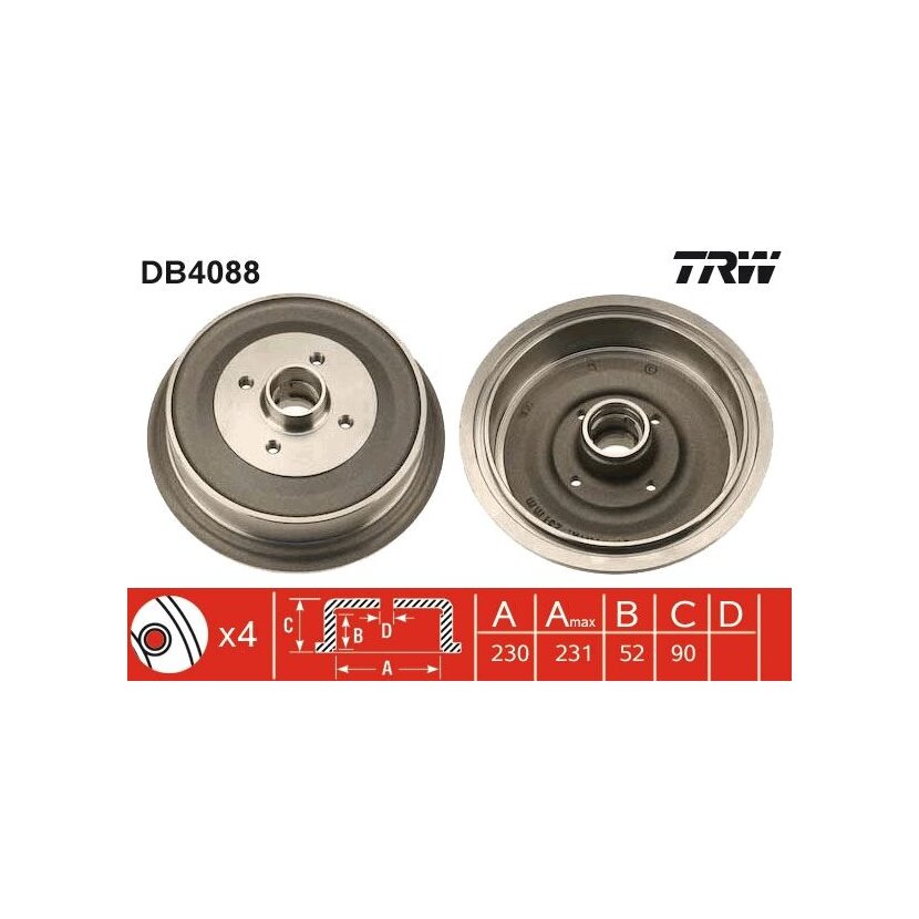 TRW Bremstrommel DB4088 für 443 501 615