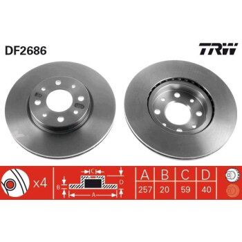 TRW Bremsscheibe DF2686 für 00608 10076
