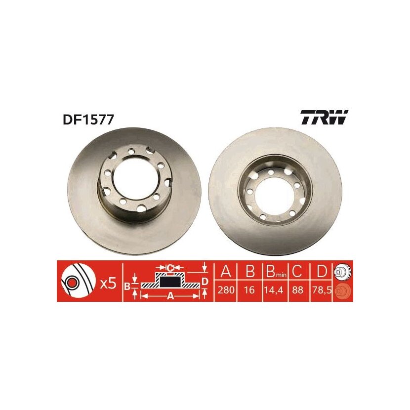 TRW Bremsscheibe DF1577 für 601 420 00 72