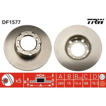 TRW Bremsscheibe DF1577 für 601 420 00 72