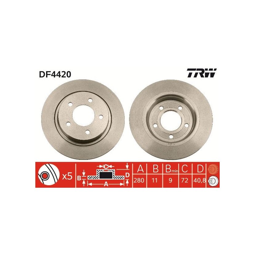 TRW Bremsscheibe DF4420 für C25Y-26-251B