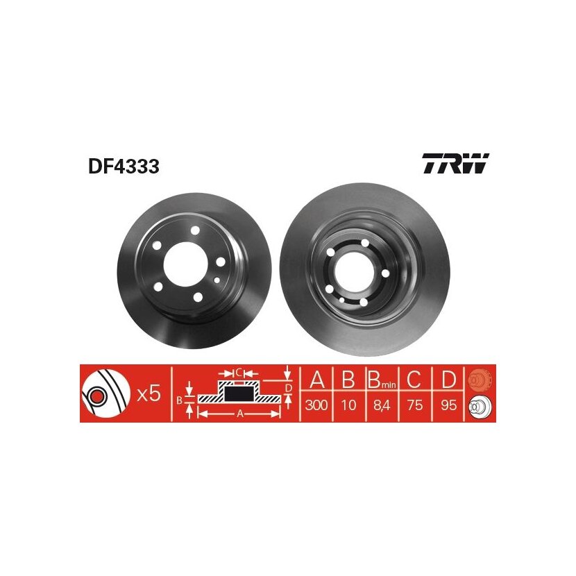 TRW Bremsscheibe DF4333 für 1 158 576