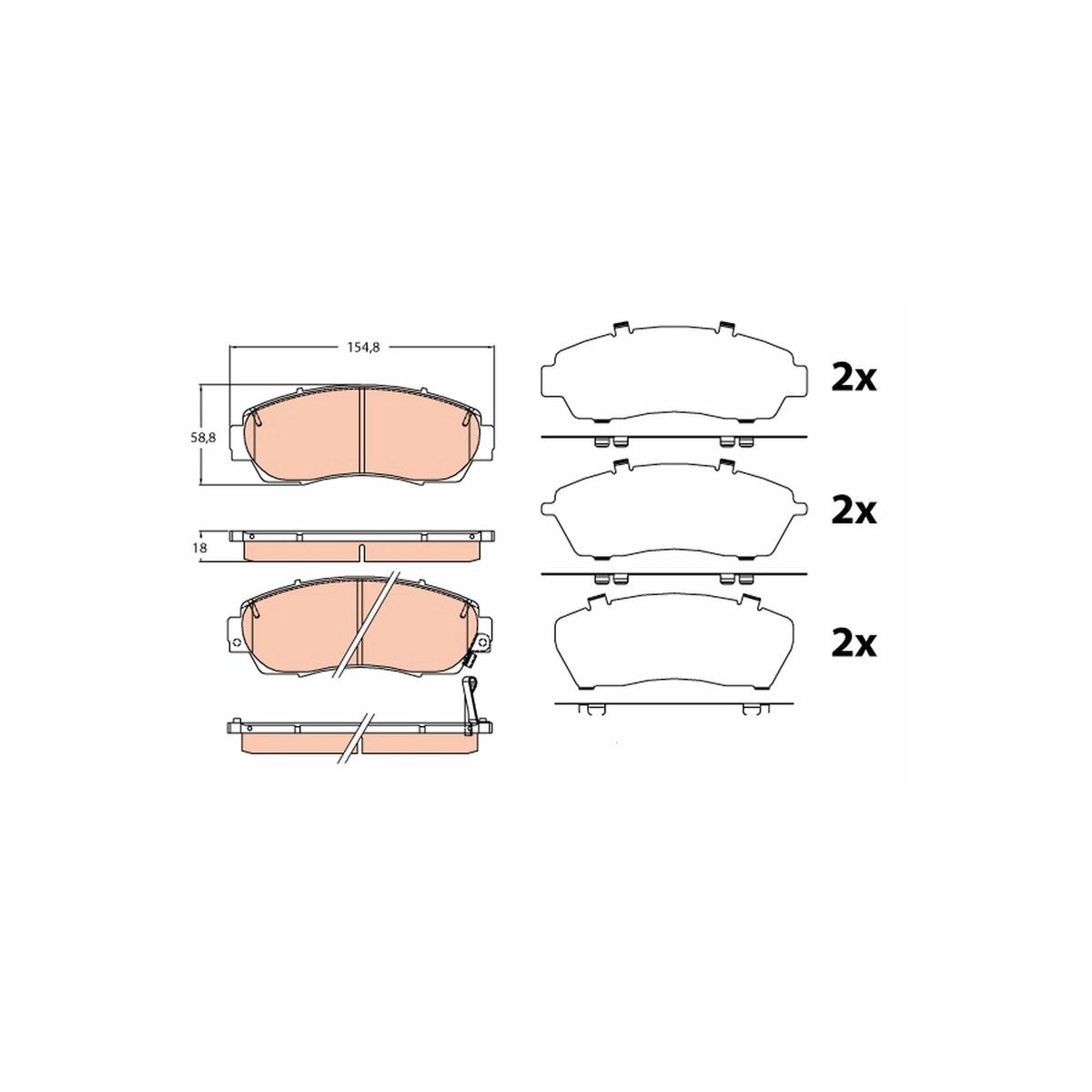 TRW Bremsbelagsatz, Scheibenbremse GDB3581 für 45022-T1G-G01
