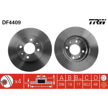 TRW Bremsscheibe DF4409 für 51712-1C050