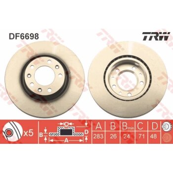 TRW Bremsscheibe DF6698 für 98 039 181 80