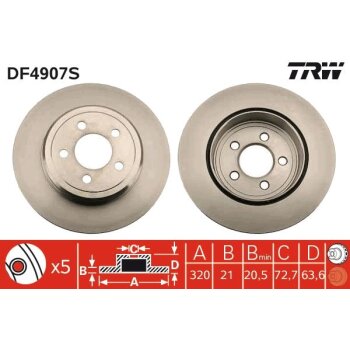 TRW Bremsscheibe DF4907S für 4779209AF