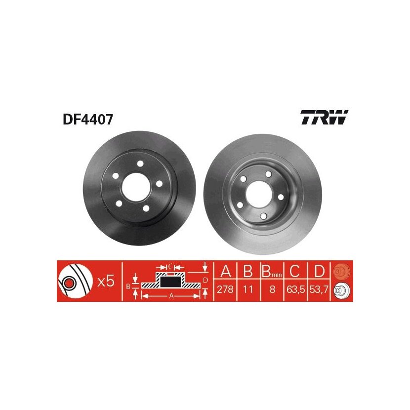 TRW Bremsscheibe DF4407 für 4475316