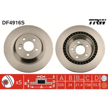 TRW Bremsscheibe DF4916S für 221 423 04 12