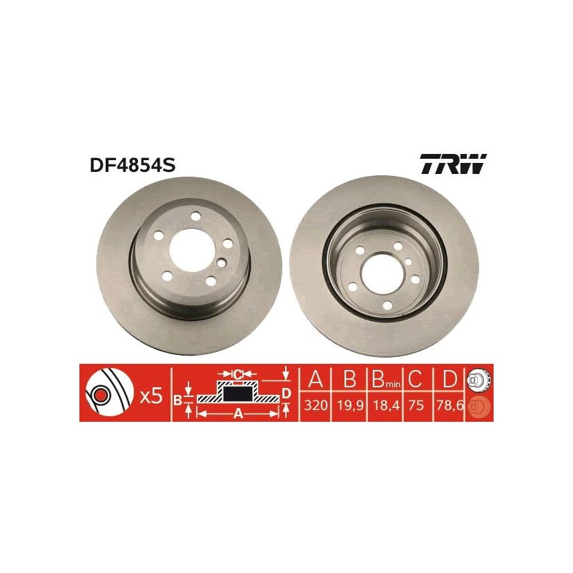 TRW Bremsscheibe DF4854S für 6 868 940