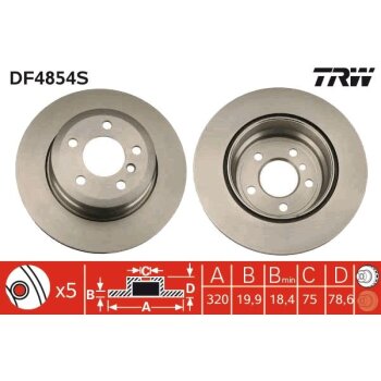 TRW Bremsscheibe DF4854S für 6 868 940