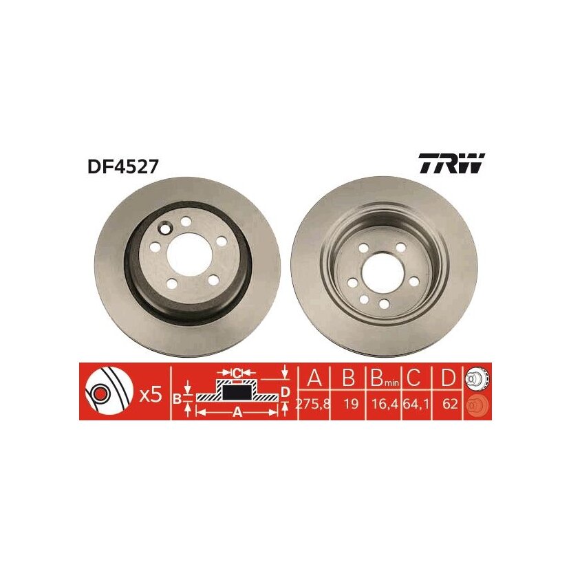 TRW Bremsscheibe DF4527 für SDB 000010