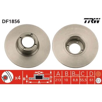 TRW Bremsscheibe DF1856 für 21A 2612