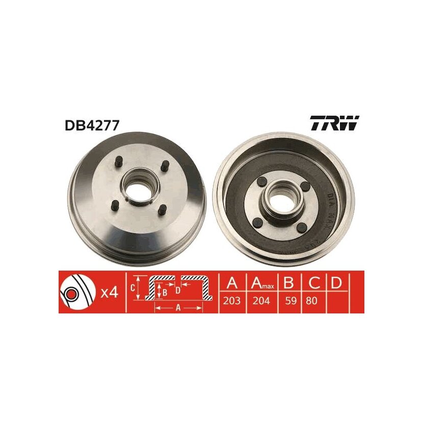 TRW Bremstrommel DB4277 für 7296355