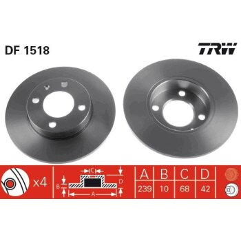 TRW Bremsscheibe DF1518 für 811 615 301
