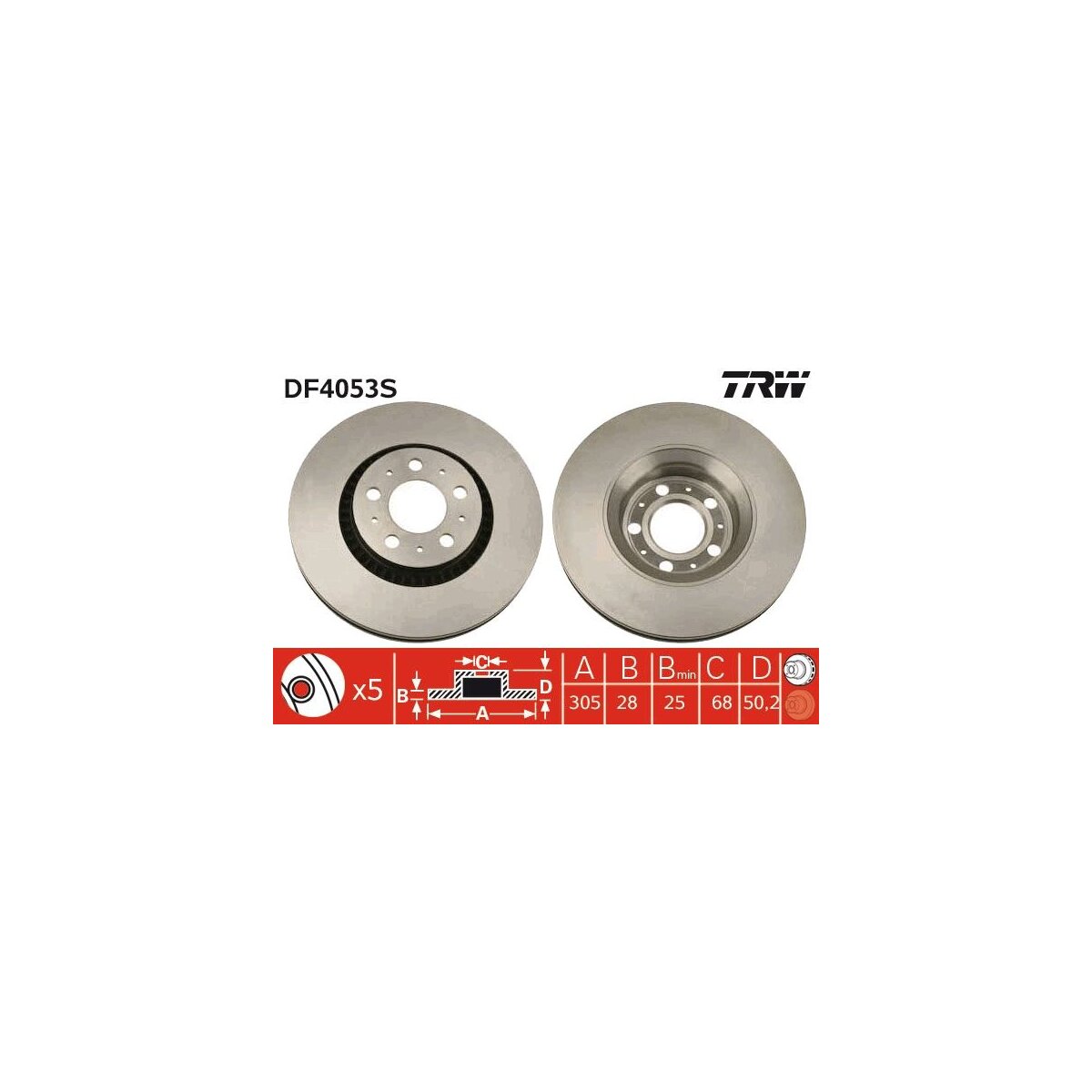 TRW Bremsscheibe DF4053S für 272404