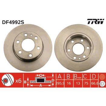 TRW Bremsscheibe DF4992S für 2996028