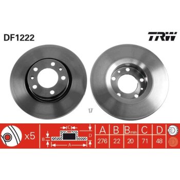 TRW Bremsscheibe DF1222 für 95 661 812