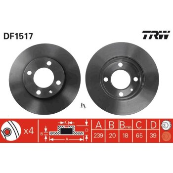 TRW Bremsscheibe DF1517 für 841 615 301