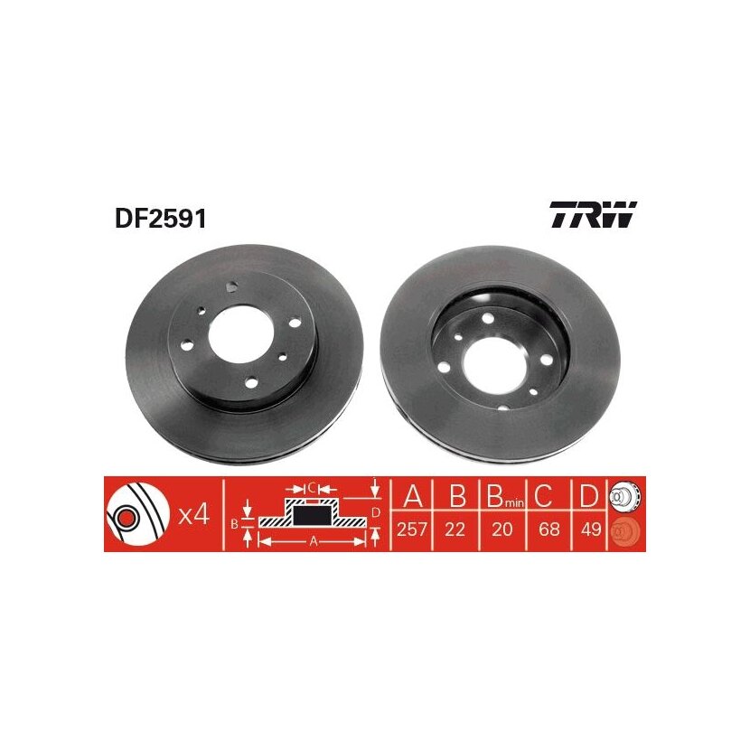 TRW Bremsscheibe DF2591 für 402067100000