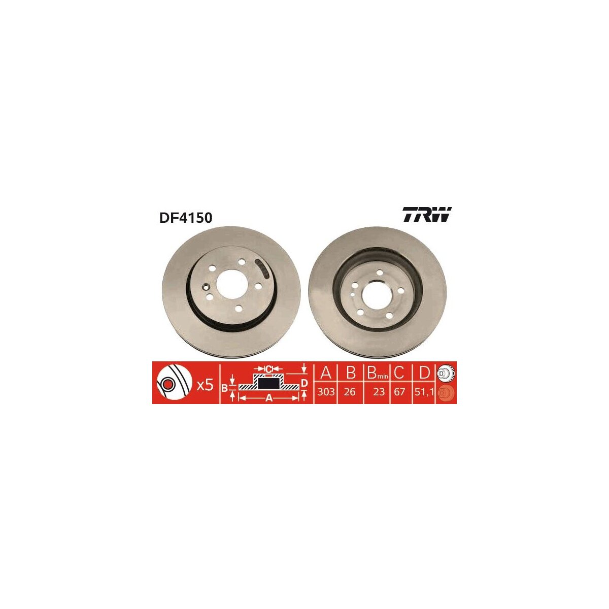 TRW Bremsscheibe DF4150 für A 163 421 04 12