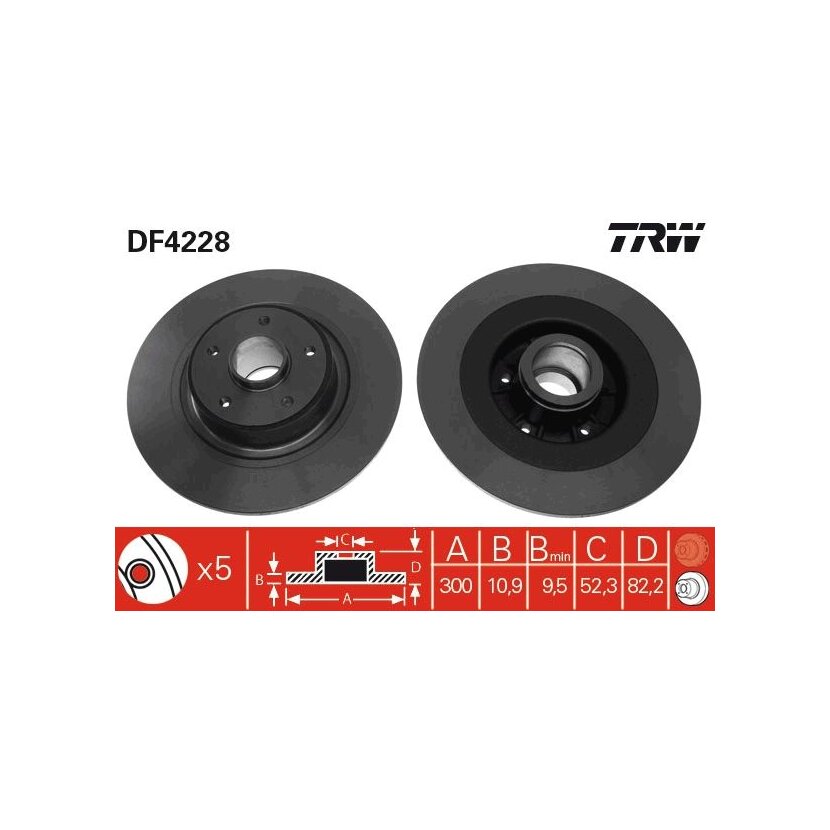 TRW Bremsscheibe DF4228 für 82 00 663 193