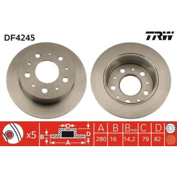TRW Bremsscheibe DF4245 für 4246 Z1