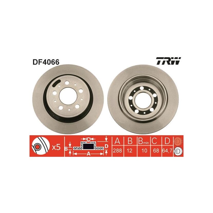 TRW Bremsscheibe DF4066 für 94341674