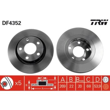 TRW Bremsscheibe DF4352 für 4B3 615 601