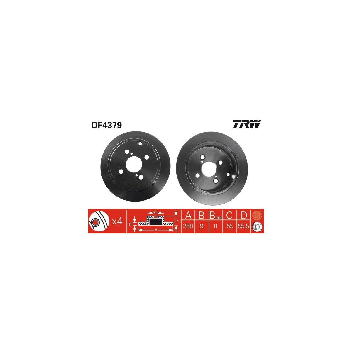 TRW Bremsscheibe DF4379 für 42431-02050