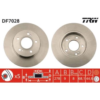 TRW Bremsscheibe DF7028 für 43206-2Y503