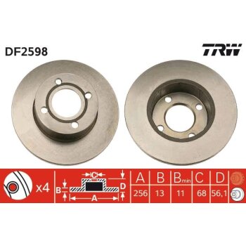 TRW Bremsscheibe DF2598 für 895 615 301
