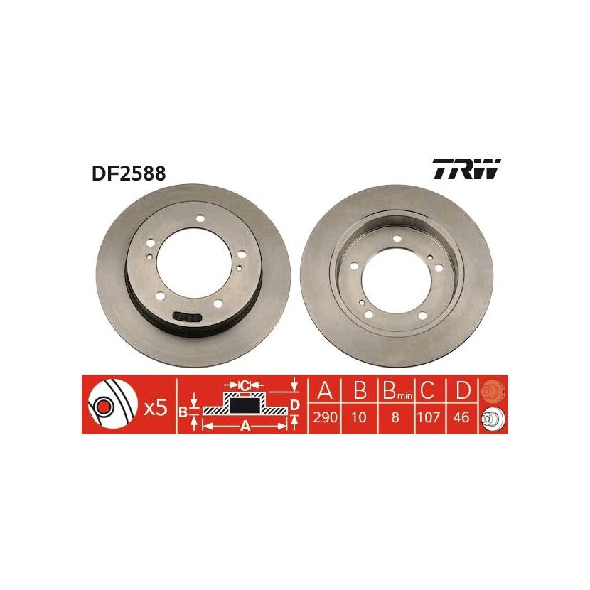 TRW Bremsscheibe DF2588 für 55211-60A00-000
