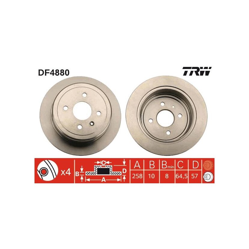 TRW Bremsscheibe DF4880 für 96312560