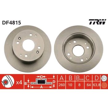 TRW Bremsscheibe DF4815 für 42510-S1A-E10