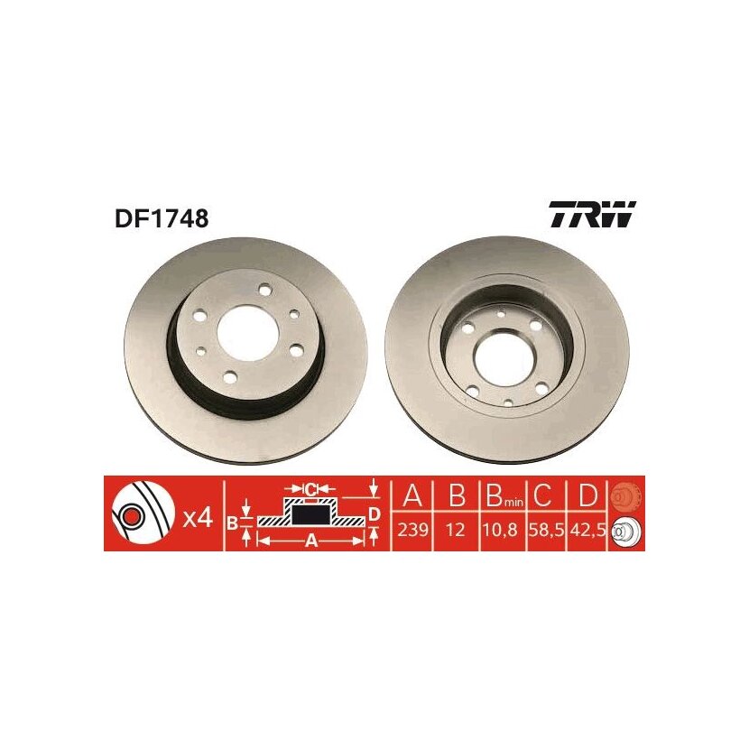 TRW Bremsscheibe DF1748 für 21083501070