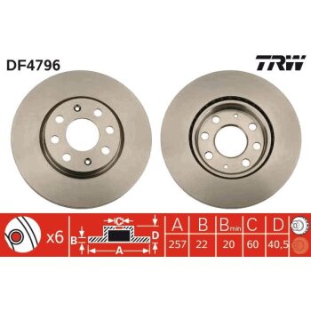 TRW Bremsscheibe DF4796 für 55700920