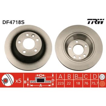TRW Bremsscheibe DF4718S für 7L6 615 601 G