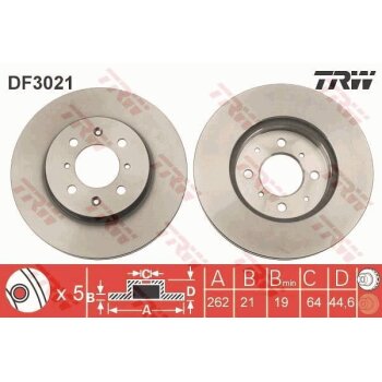 TRW Bremsscheibe DF3021 für 45251-SZY-000