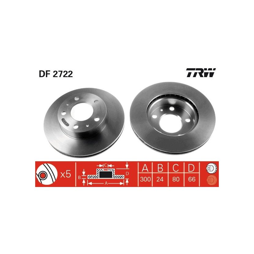TRW Bremsscheibe DF2722 für 4249 H9