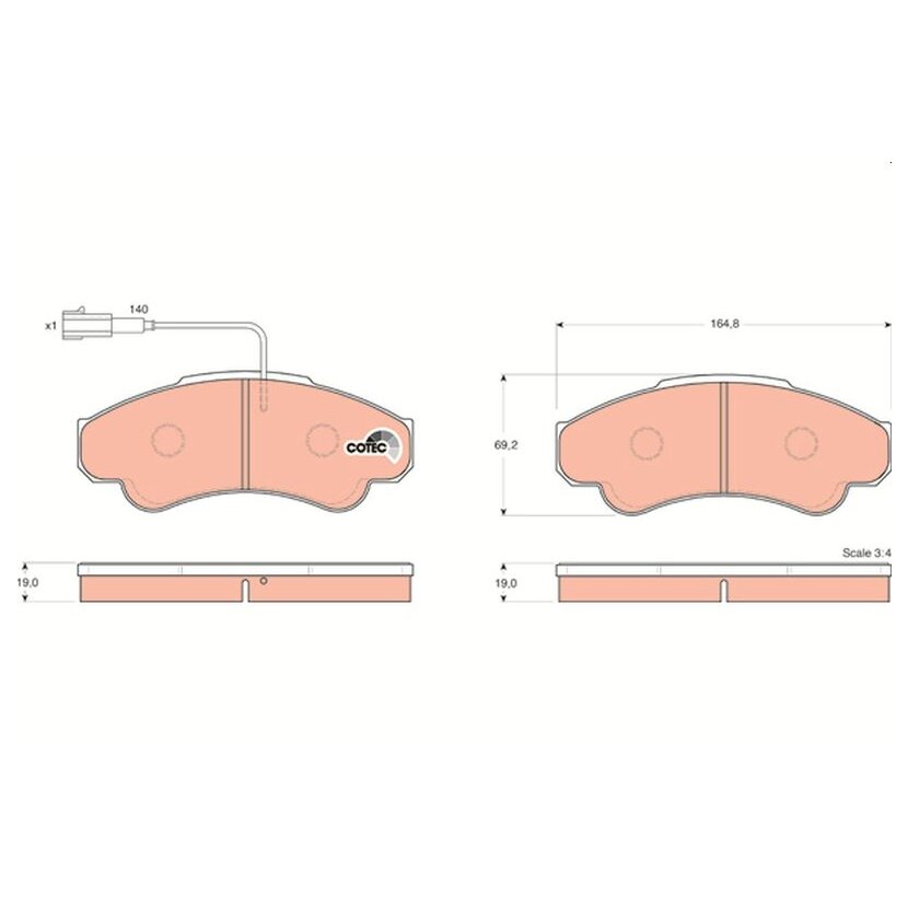 TRW Bremsbelagsatz, Scheibenbremse GDB1518 für 4252 45